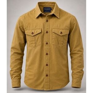 Freenote Cloth Mens Utility Work Shirt Small Tan Japanese Sateen Twill USA